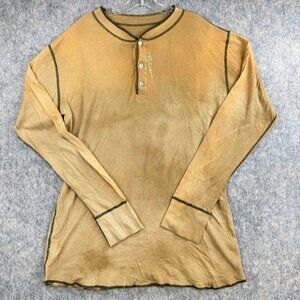 The Great China Wall Henley Shirt Sz XXL Long Sleeve Tan Embroidered